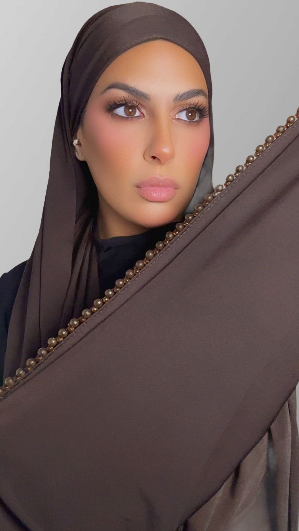 Hijab perle marron