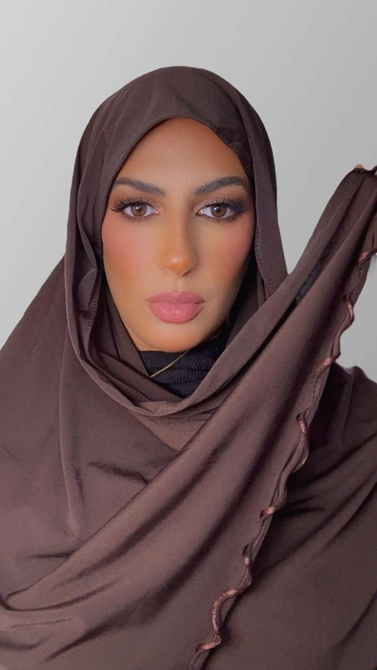 Hijab premium a froufrou marron