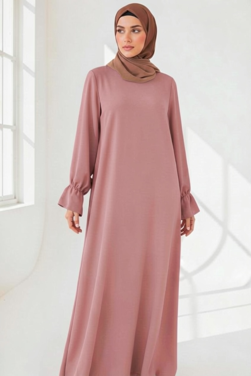 Abaya en soie de médine manche tulipe