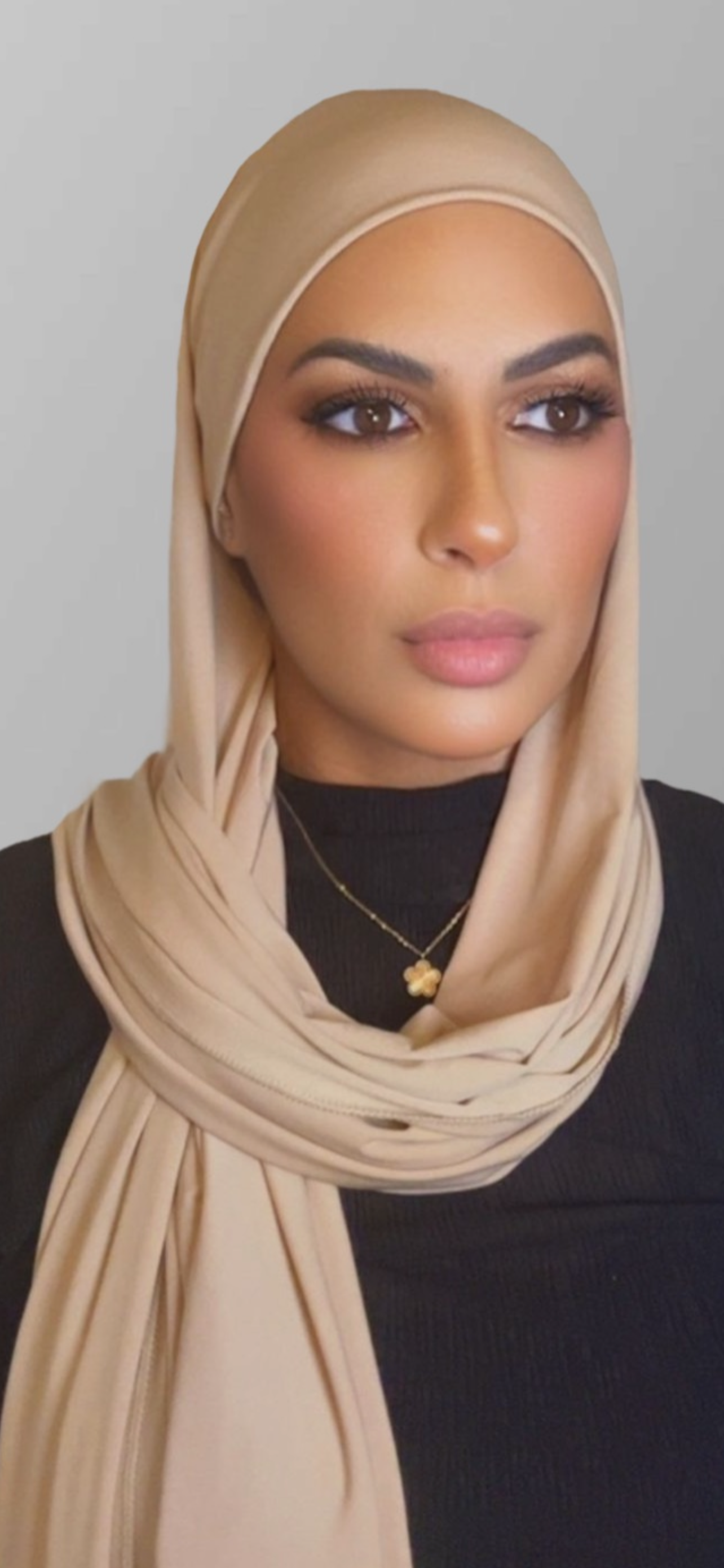 Hijab jersey premium a nouer beige sable