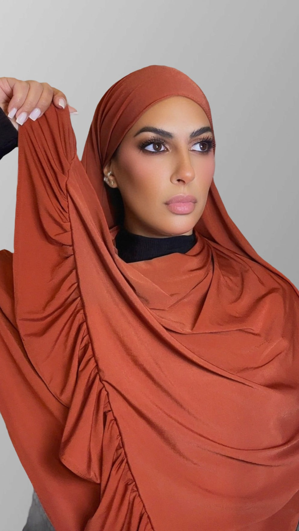 Hijab à volant terracota