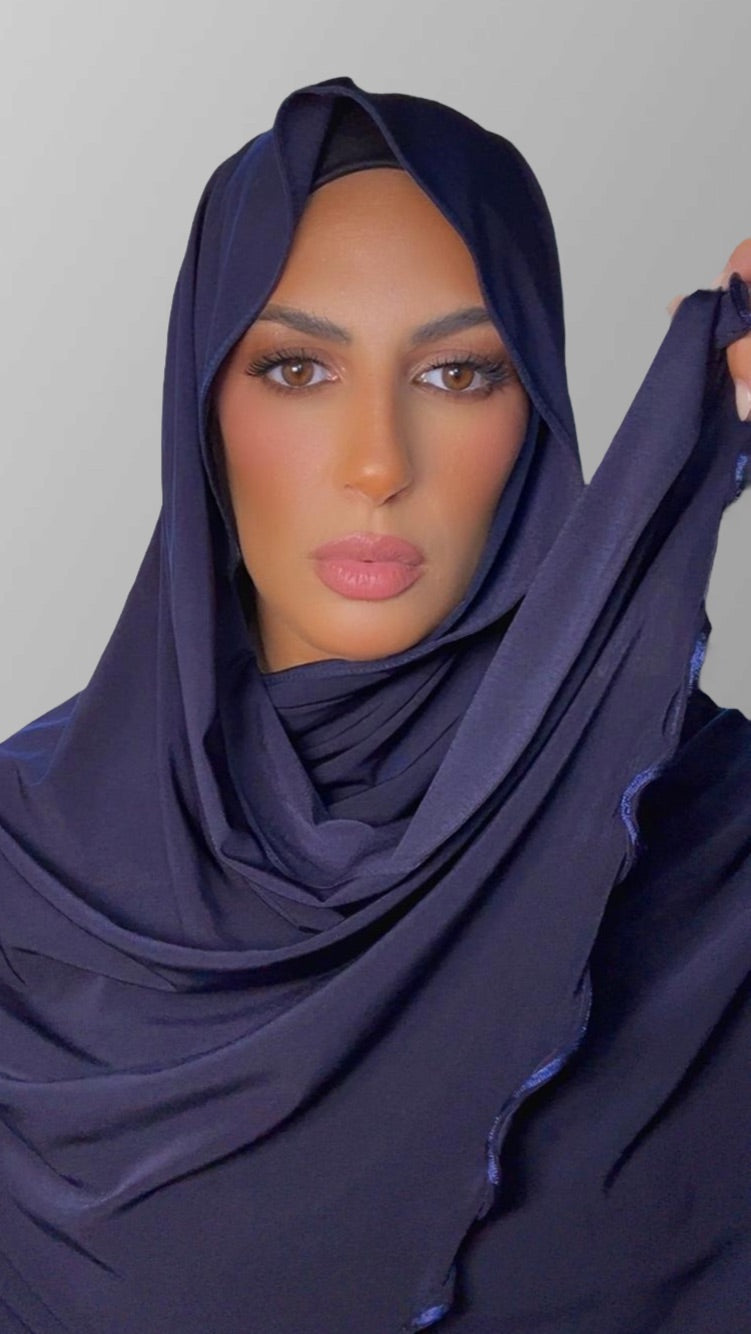 Hijab premium a froufrou bleu marine