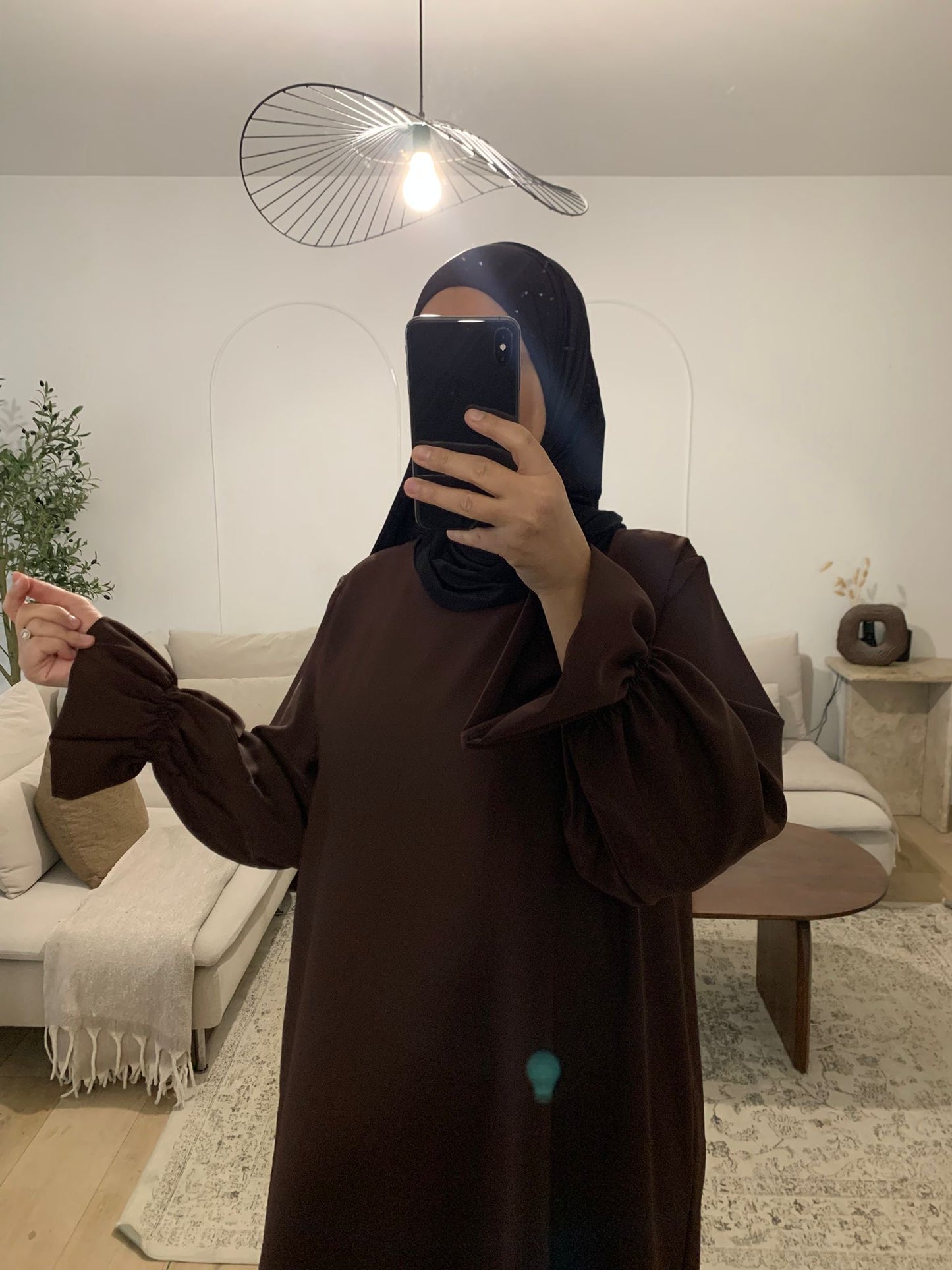 Abaya en soie de médine manche tulipe