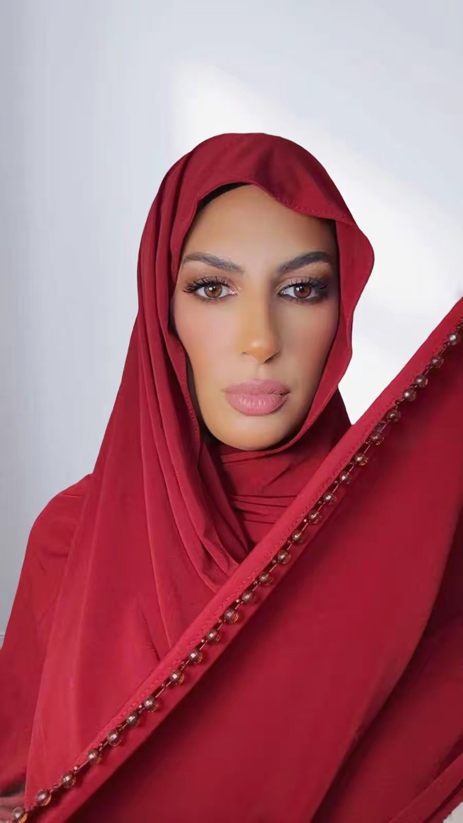 Hijab perle rouge bordeaux