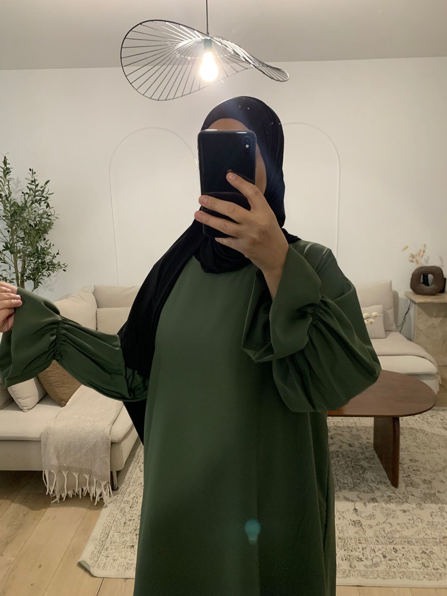 Abaya en soie de médine manche tulipe