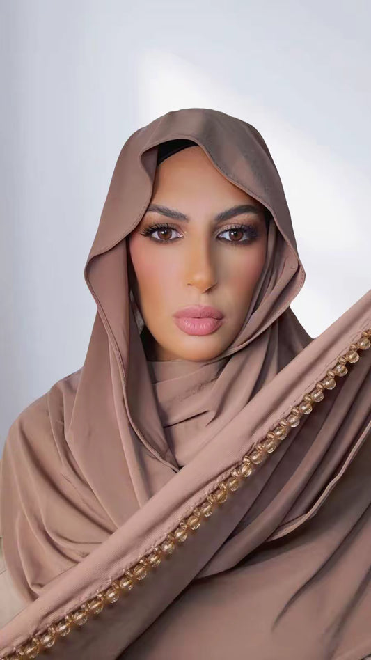 Hijab perle taupe