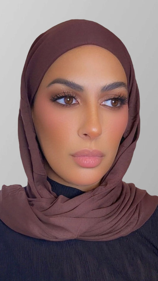 Hijab bonnet intégré brun