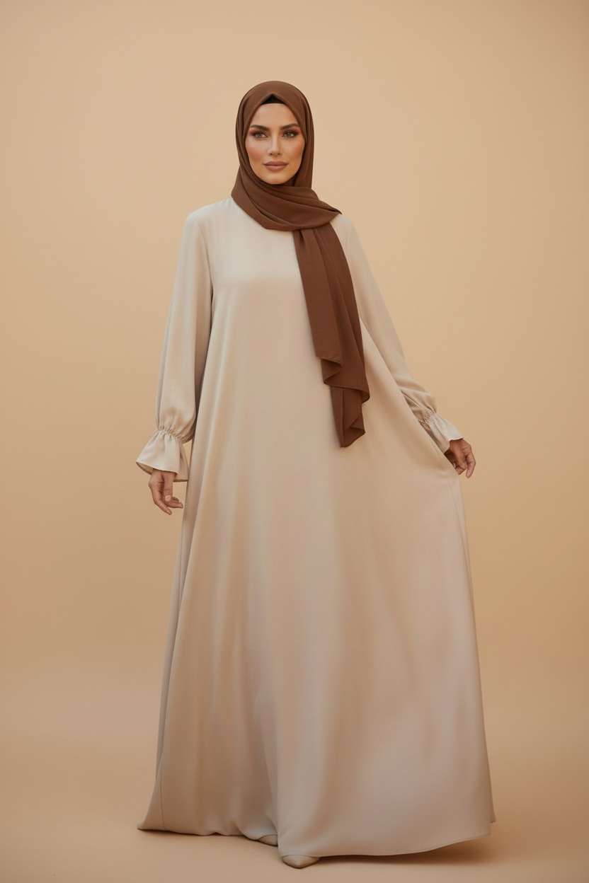 Abaya en soie de médine manche tulipe