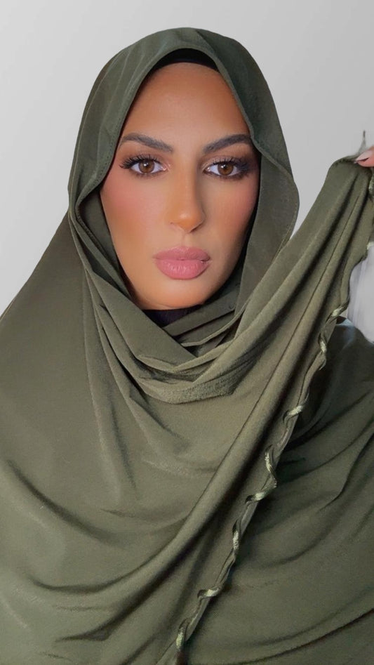 Hijab premium a froufrou kaki