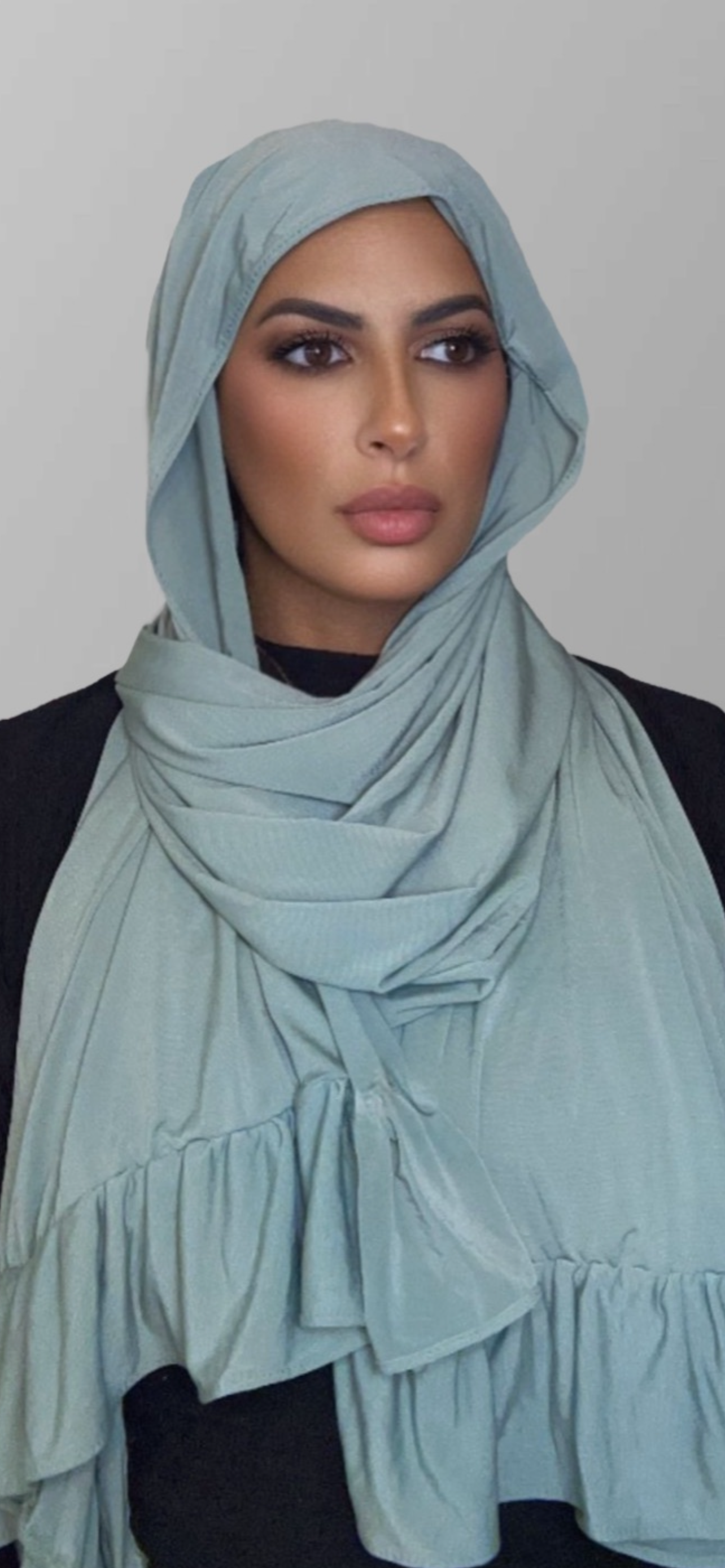 Hijab a volant vert d’eau