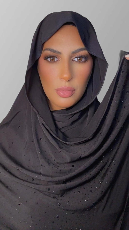 Hijab premium strass noir