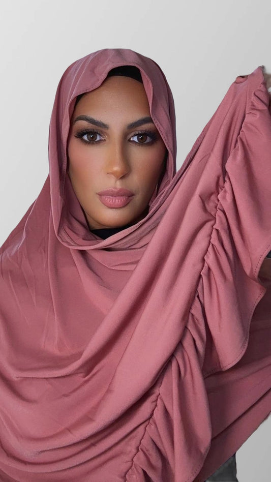 Hijab a volant corail