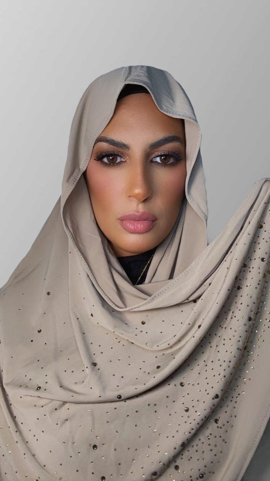 Hijab premium strass beige