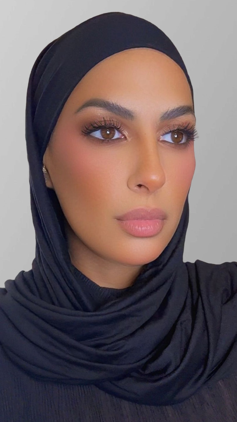 Hijab bonnet intégré noir