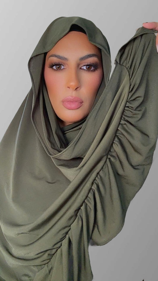 Hijab a volant kaki