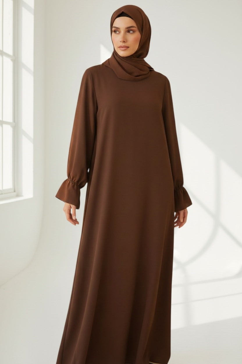 Abaya en soie de médine manche tulipe