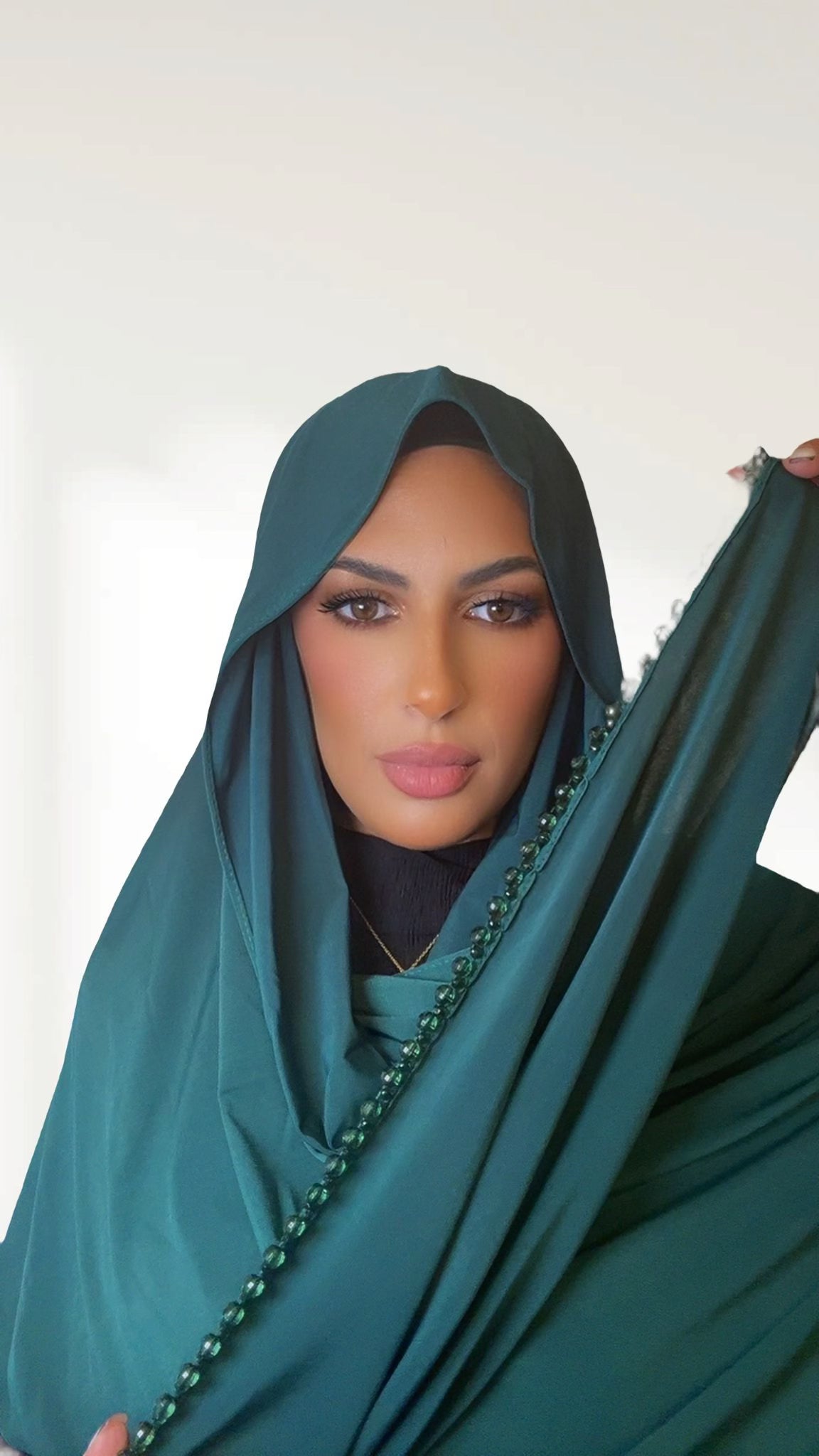 Hijab perle vert emeraude