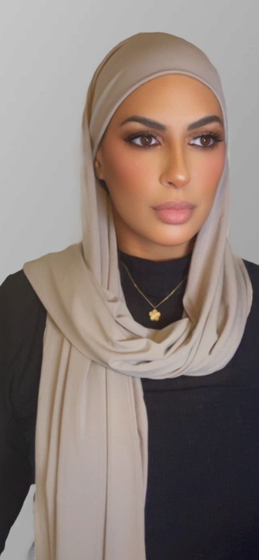 Hijab jersey premium a nouer greige